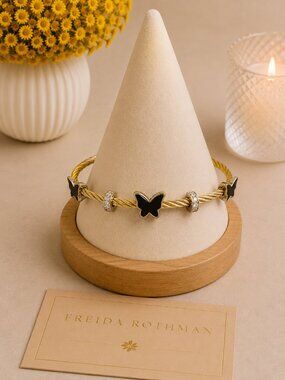 Freida Rothman Vault Butterfly Two-Tone Magnetic Closure Bangle NWT $129 MSRP